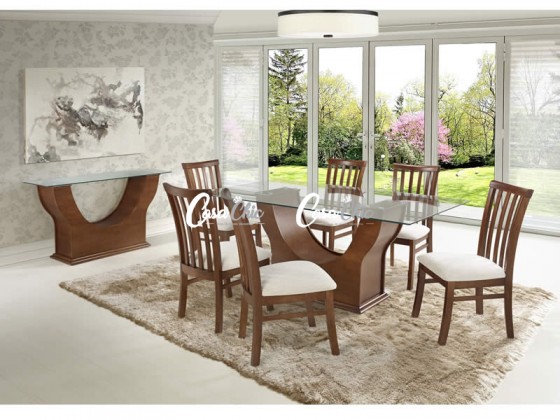 Conjunto Mesa de Jantar Atenas 1.80 x 1.00 Retangular com 06 Cadeiras Bistro